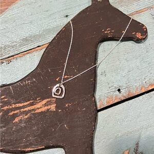 Sterling Silver Rose Gold Double Stirrup Pendant Necklace